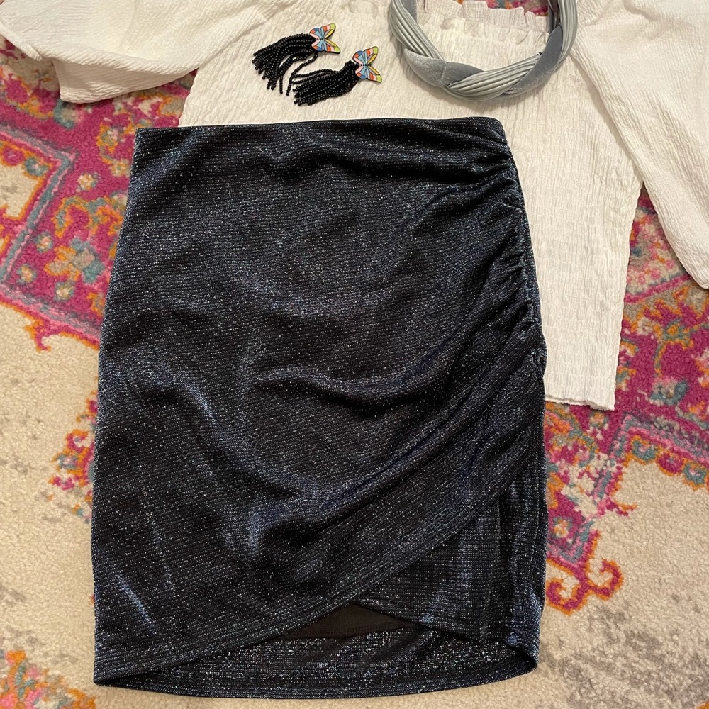 Soprano Ruched Glitter Mini Skirt